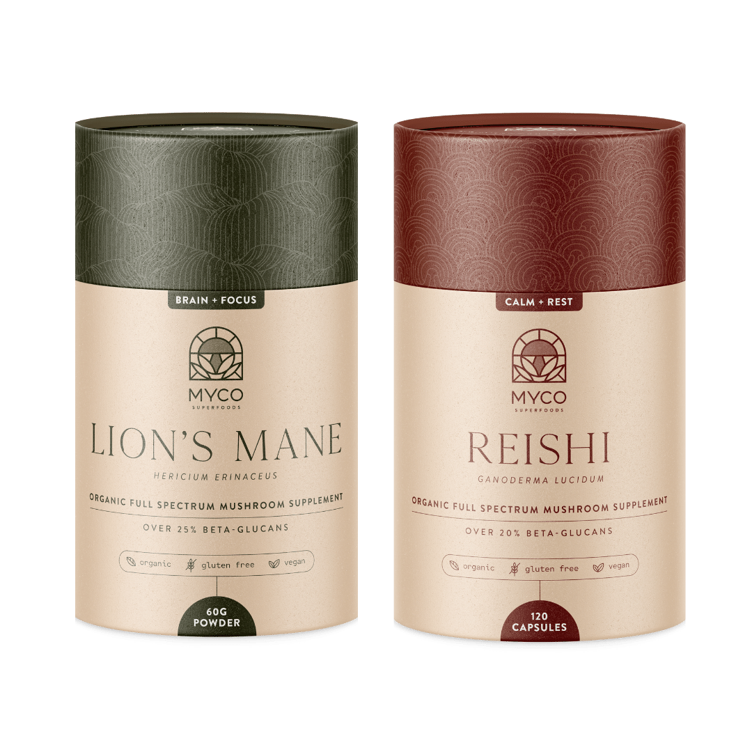 Lion's Mane and Reishi Mushroom supplements